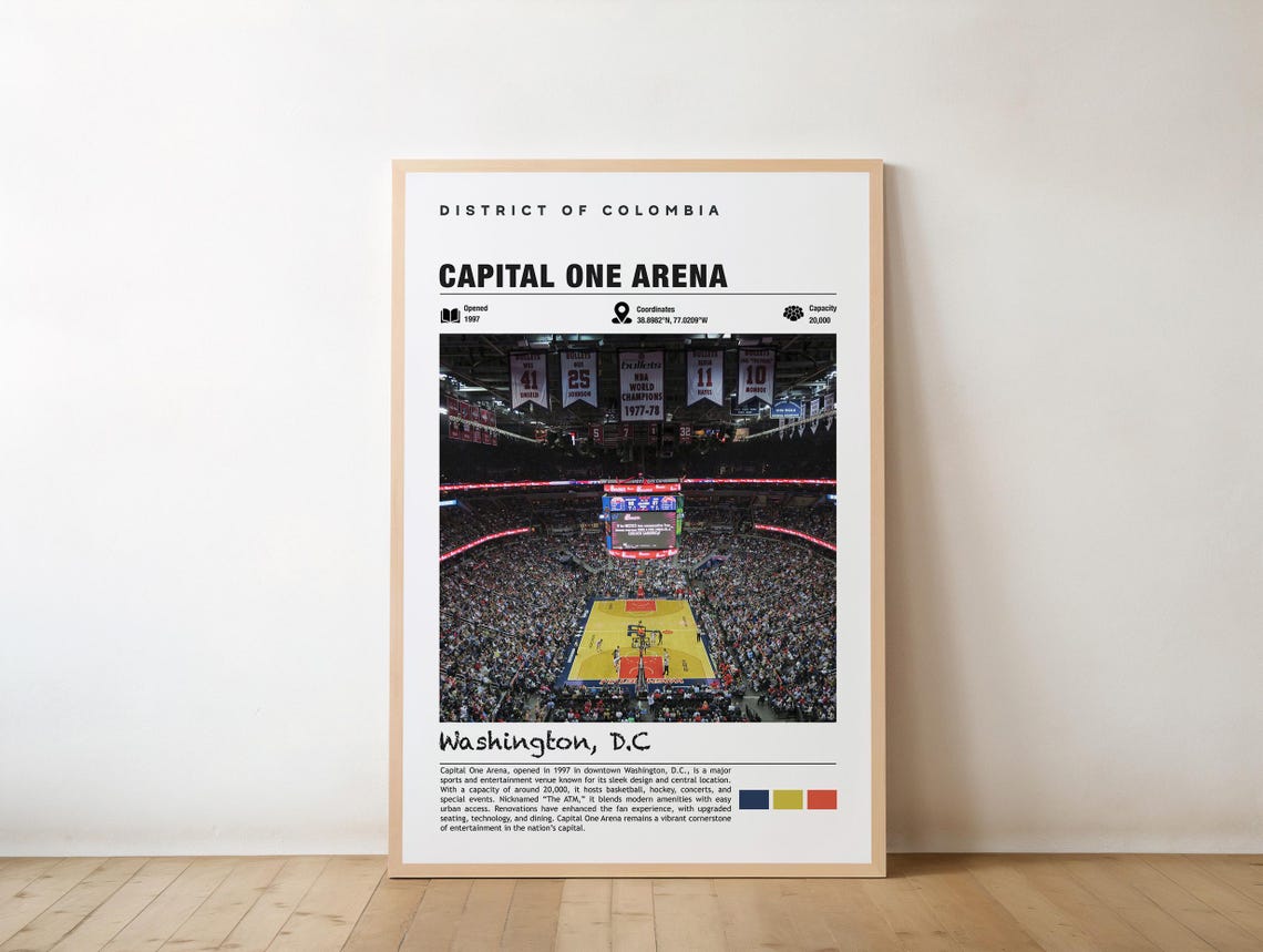 Capital One Arena Print Dc Poster Washington Views Art Urban Charm Basketball Sports Venue City Landmark