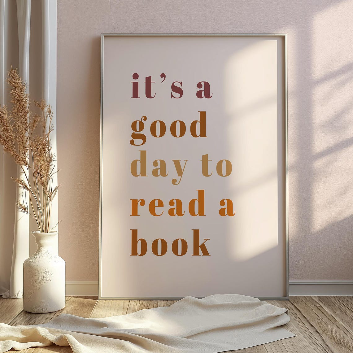 Its A Good Day To Read A Book Quote Poster Bookish Gradient Rose Art - Image 4