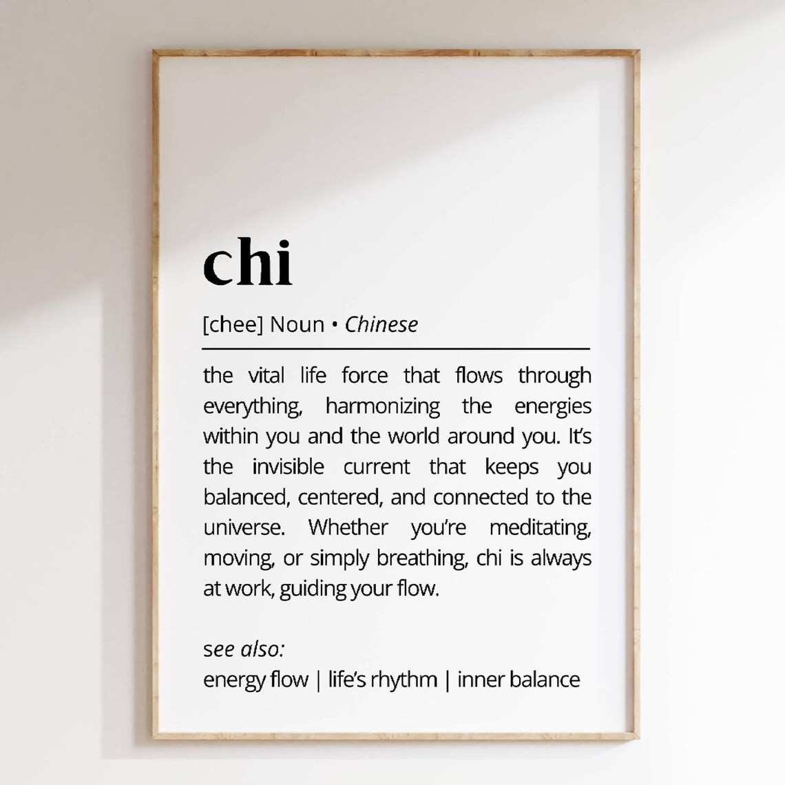 Chi Definition Chinese Life Force Energy Dictionary Word Art Poster