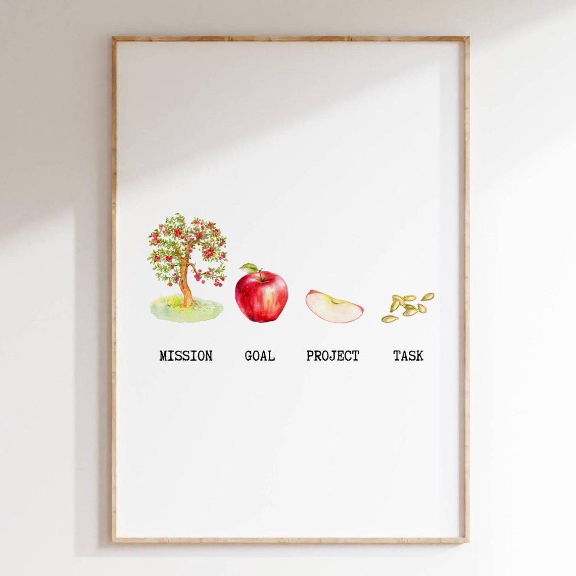 Mission Goal Project Task Apple Tree Funny Infographic White Poster