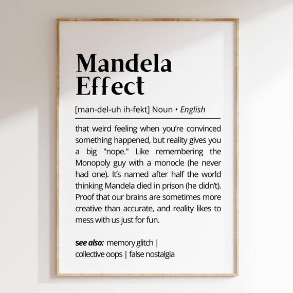 Mandela Effect Definition Wall Art Funny Home Decor Psychology Humor Poster Collective Memory Glitch Unique Wall Art Gift Minimalist Print
