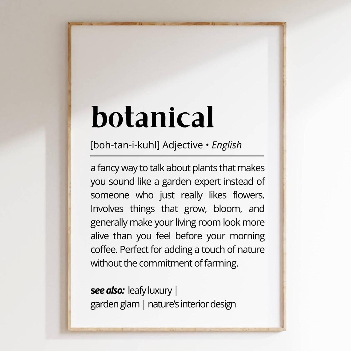 Botanical Definition Plant Lover Humor Garden Dictionary Wall Art