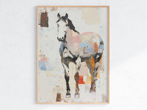 Abstract Horse Poster Colorful Western Wall Art Modern Desert Palette Print Bold Brushstroke Cowboy Room Decor