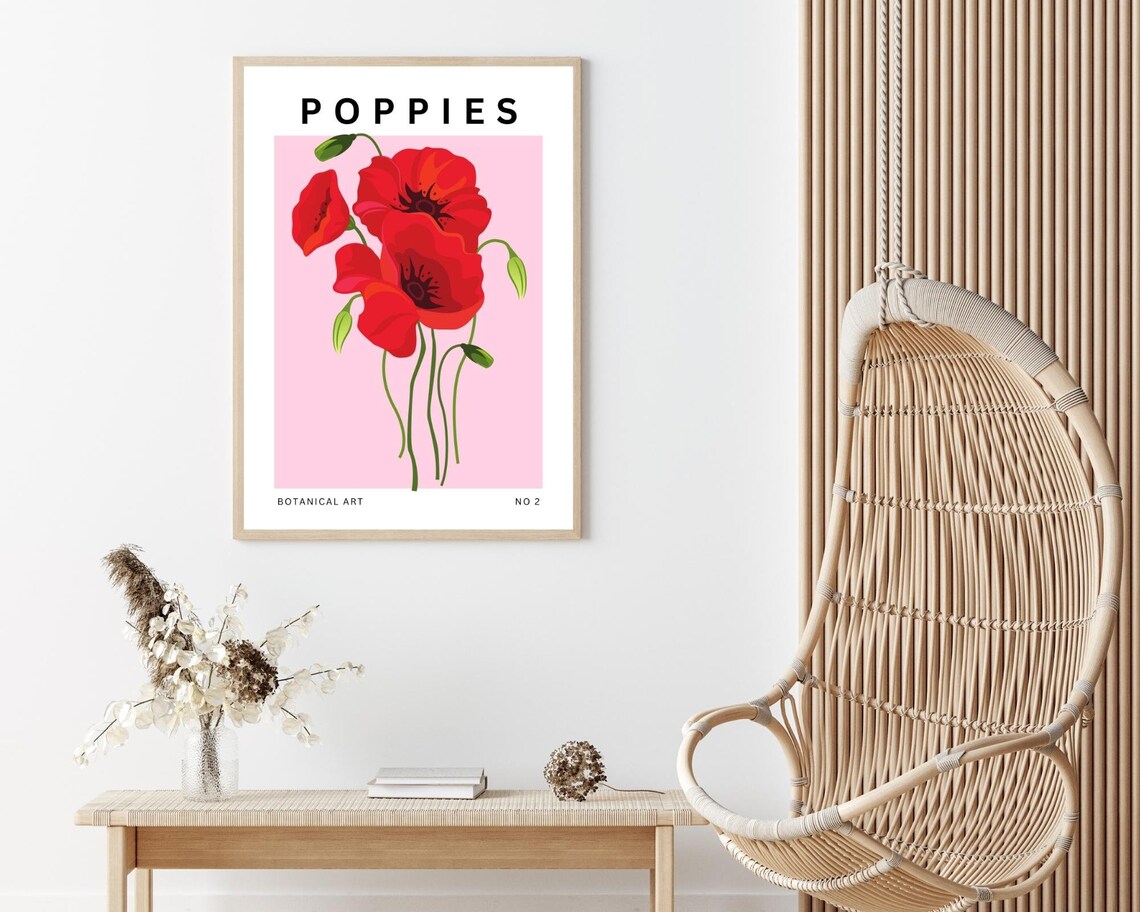 Poppies Art Print, Flower Market Illustration - Image 3