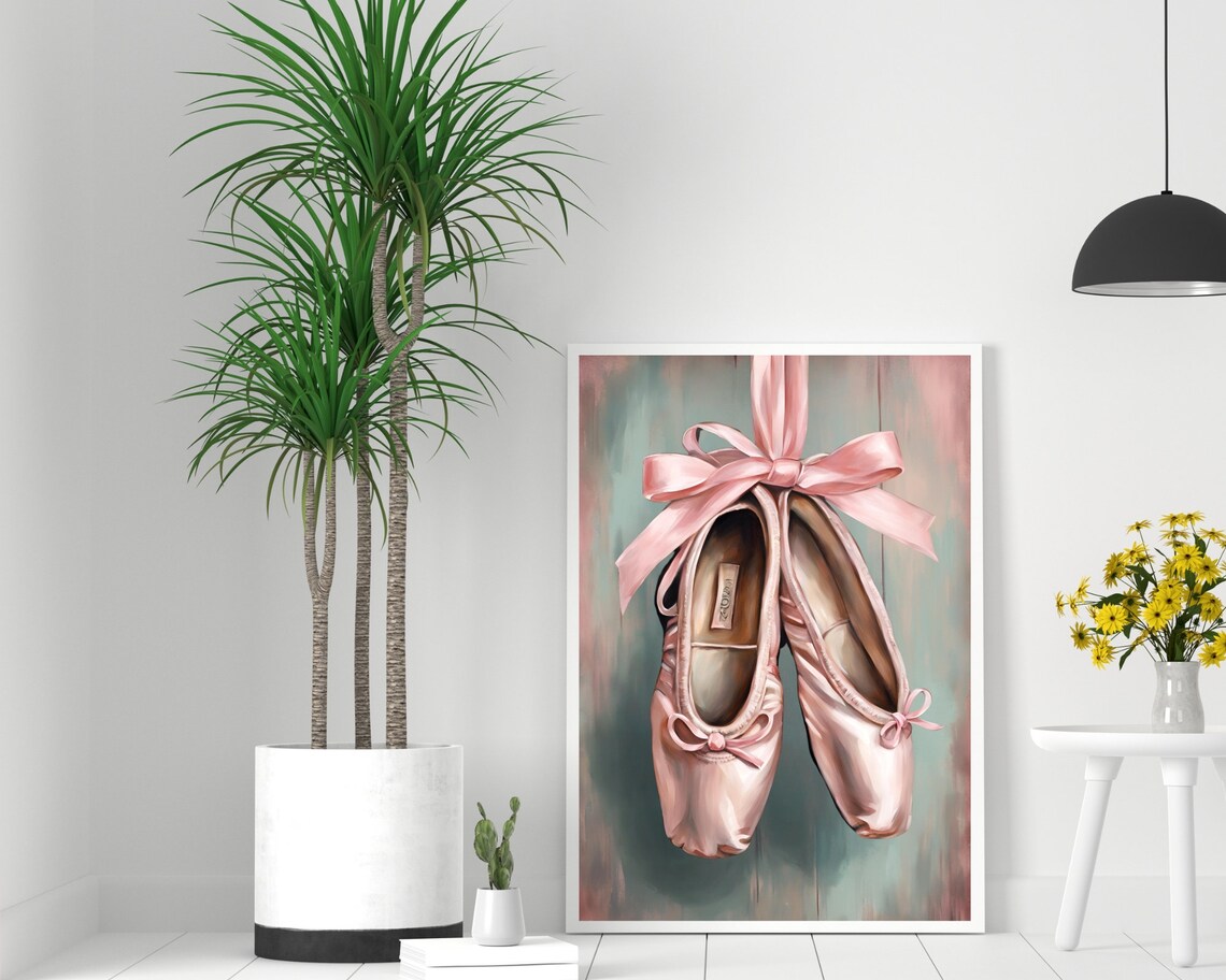 Ballet Shoes Coquette Vintage Balletcore Art Print - Image 2