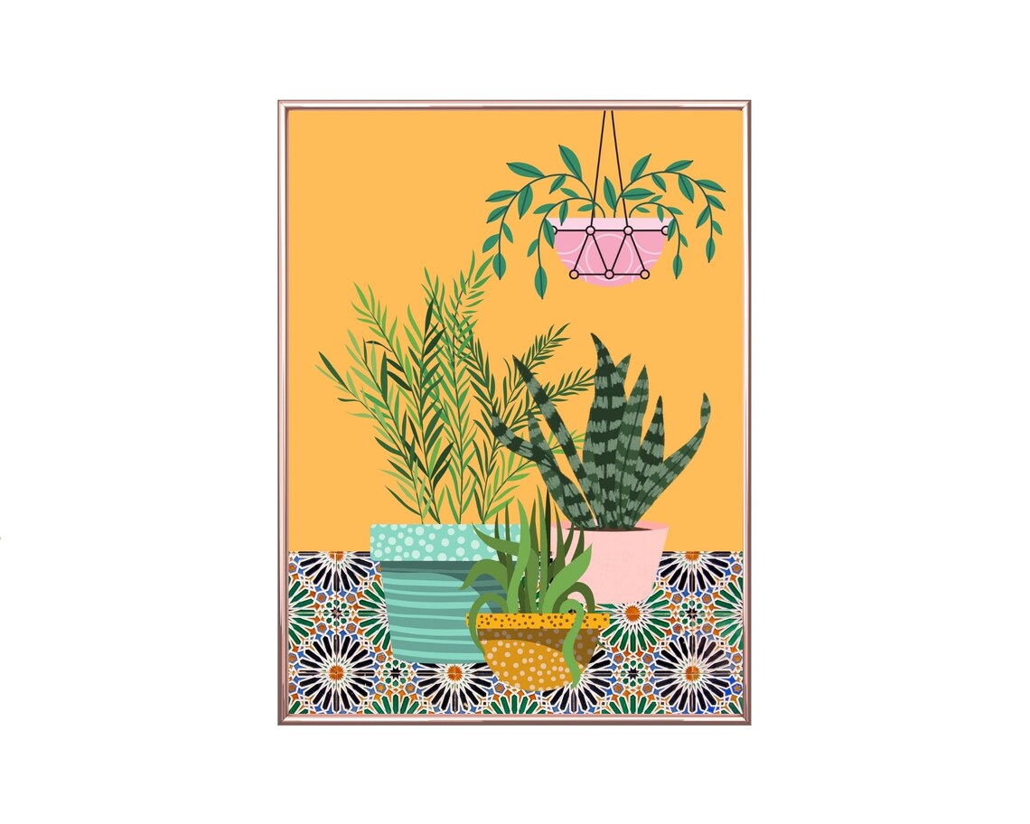 Collection Of Tropical House Plants Retro Poster - Image 2