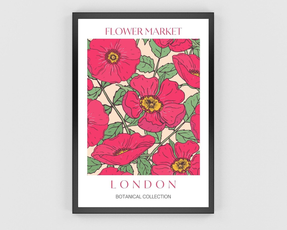 Flower Market London Travel Poster, Market Wall Art - Image 2