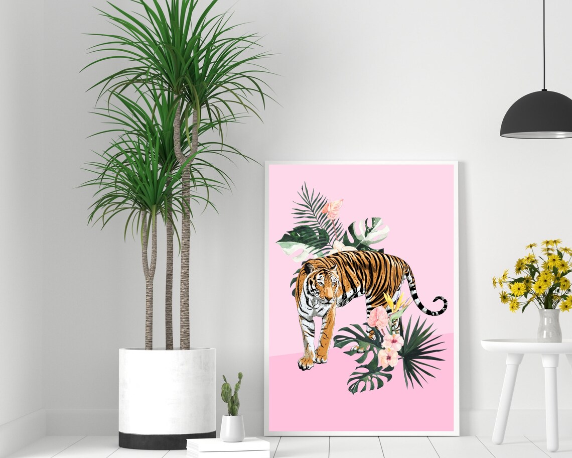 Jungle Tiger Botanical Animal Wall Art Art Print - Image 3