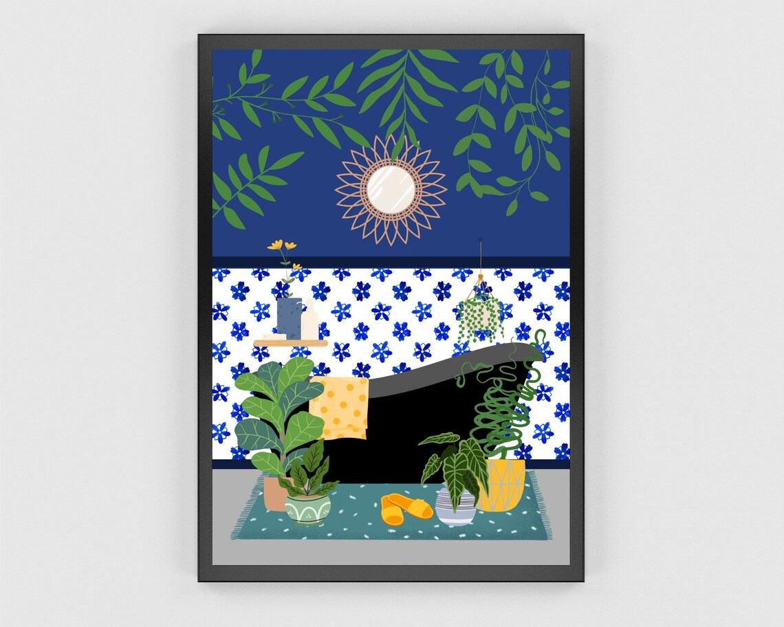 Bathtub and Plants Botanical Bathroom Art Print - Image 3