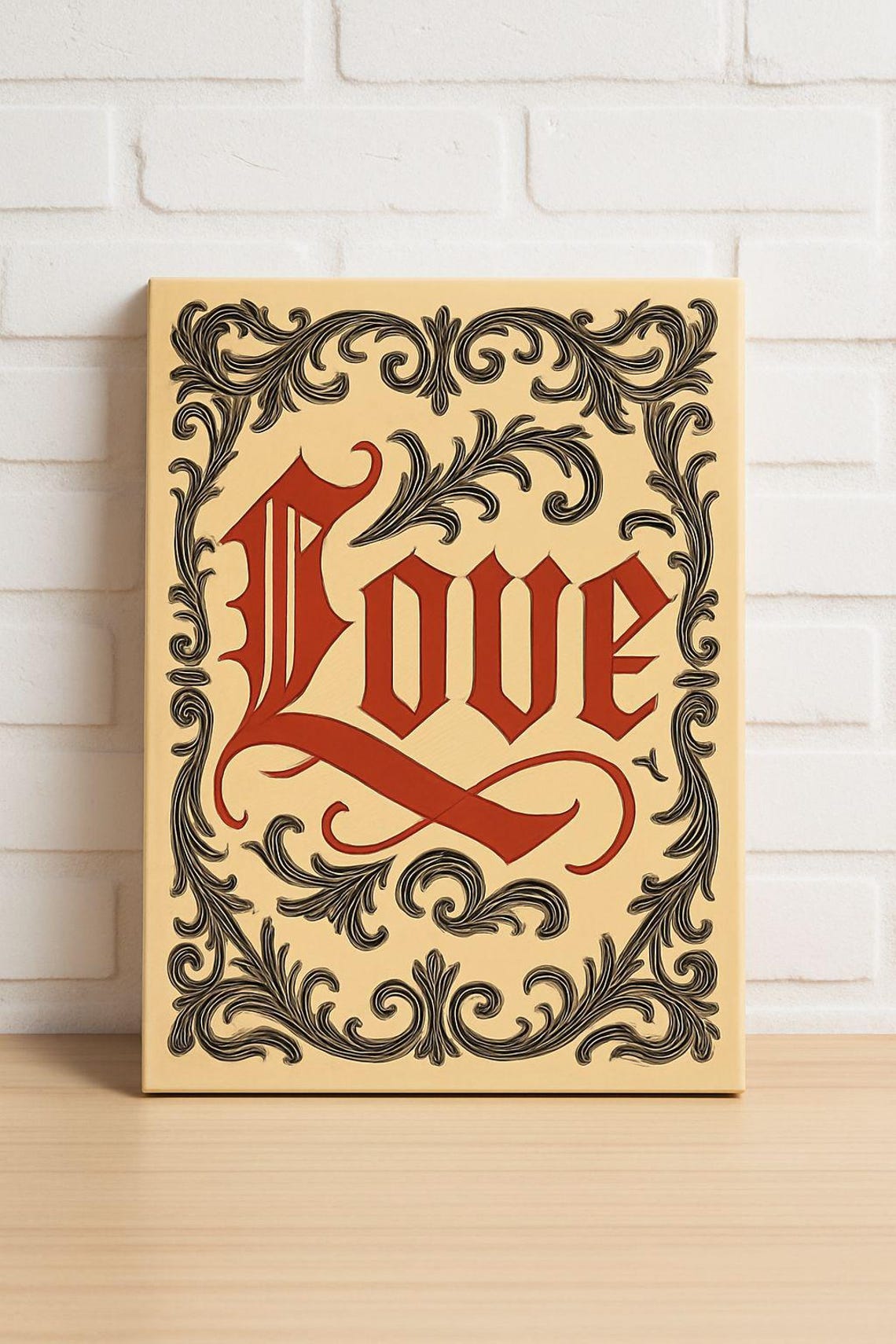 Love Gothic Blackletter Ornate Vintage Calligraphy Style Poster