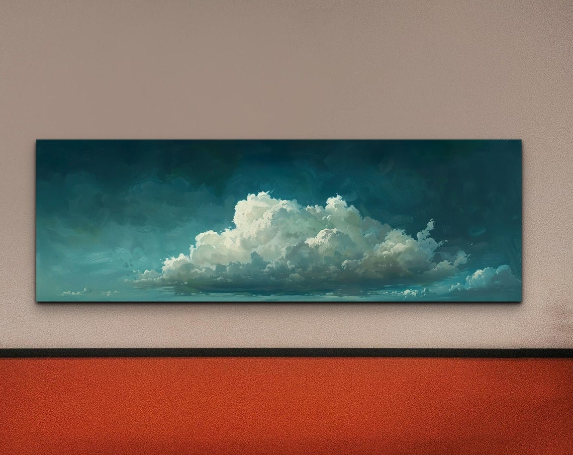 Towering White Cloud Bank Under Dark Teal Storm Sky Panoramic Poster