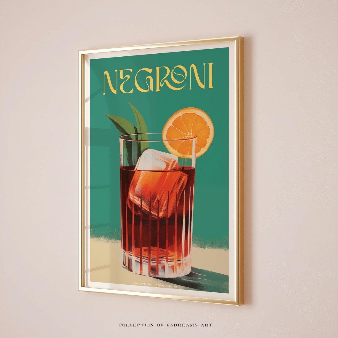 Negroni Cocktail Retro Orange Bar Vintage Italian Drink Poster