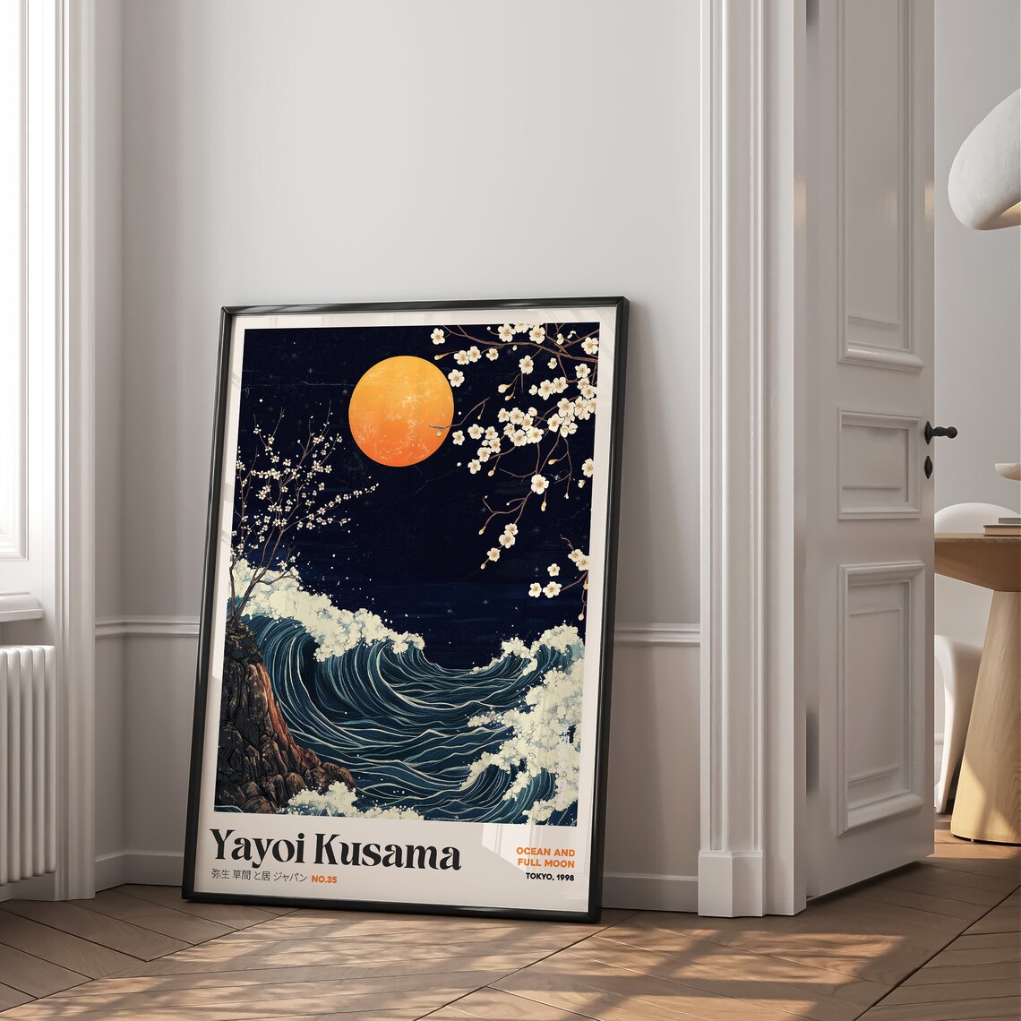 Yayoi Kusama Ocean and Full Moon Waves Blossom Night Tokyo 1998 Poster - Image 3