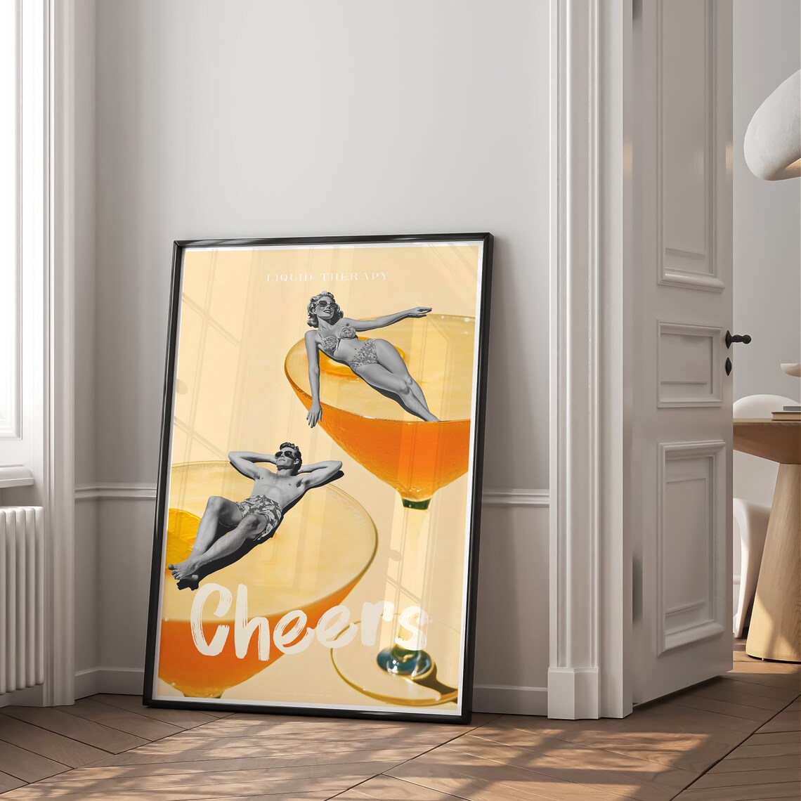 Liquid Therapy Cheers Vintage Couple Giant Cocktail Glass Art Poster - Image 2