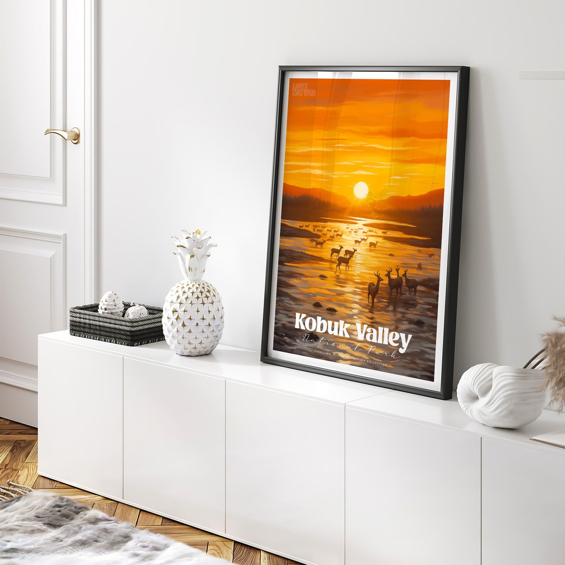 Kobuk Valley National Park Caribou Sunset Vintage Travel Poster - Image 2