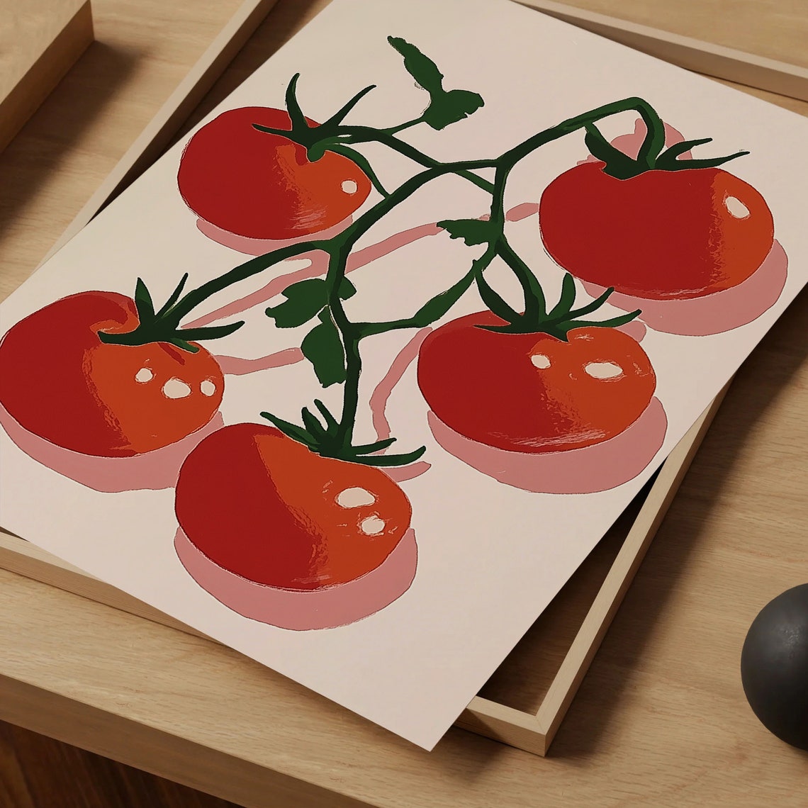 Red Tomatoes Branch Bold Kitchen Illustration Modern Art Poster - Image 4