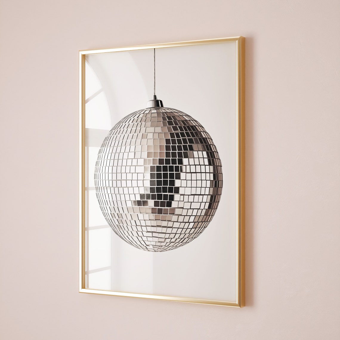Golden Disco Ball Sunlit Ballroom Window Warm Vintage Party Poster