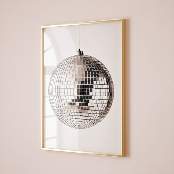 Golden Disco Ball Sunlit Ballroom Window Warm Vintage Party Poster