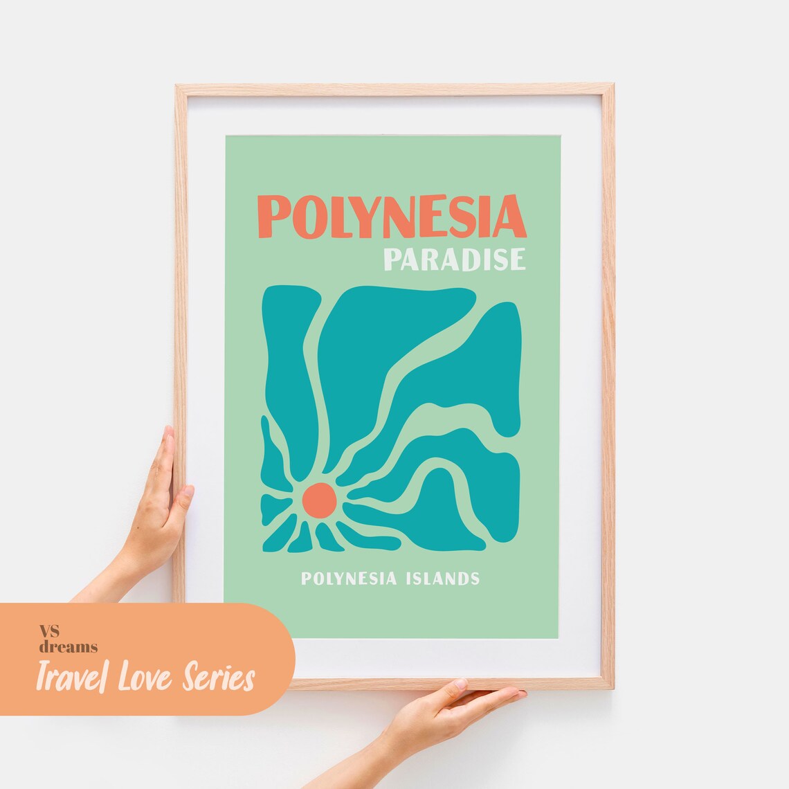 Polynesia Travel Poster, French Polynesia Beach