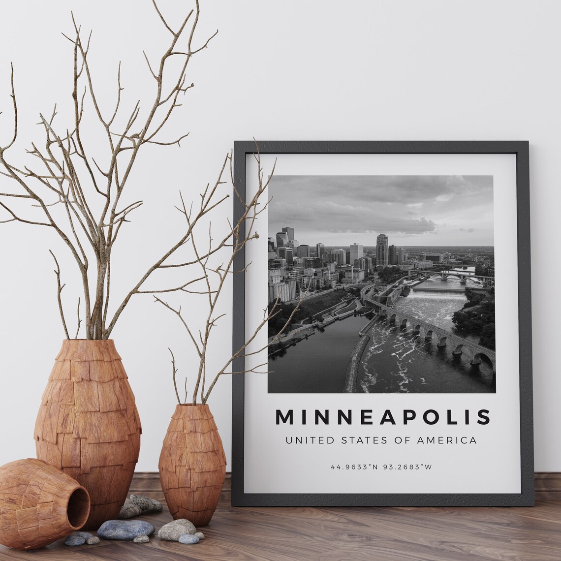 Minneapolis Black and White Travel Poster, Cityscape - Image 4