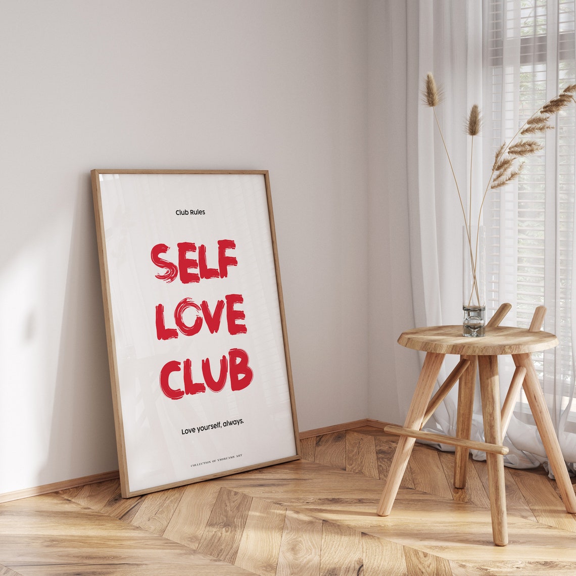 Self Love Club Red Bold Brush Letters Love Yourself Always Wall Art - Image 3