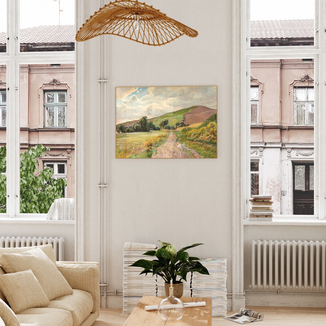 Vintage European Meadow Landscape, Rustic Art Print - Image 5