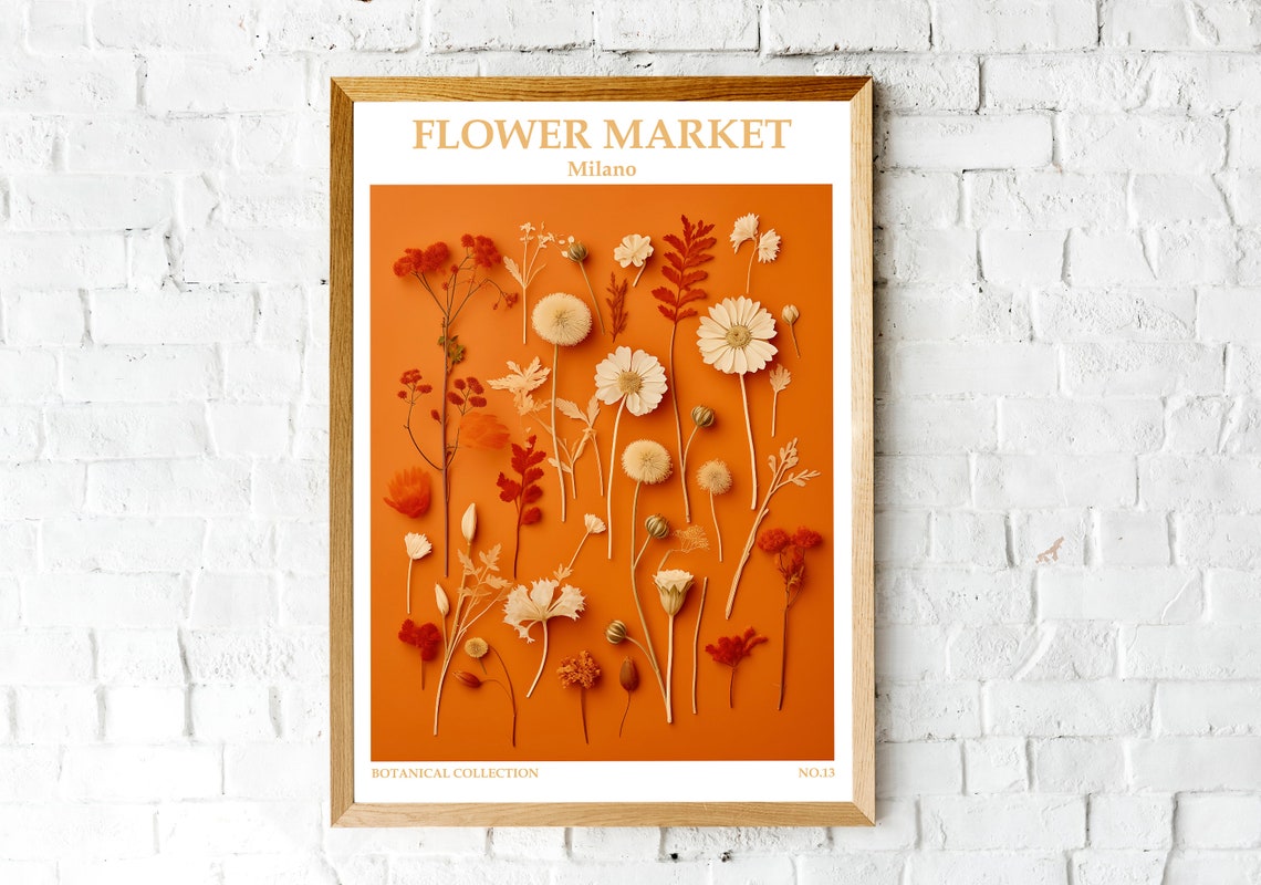 Milano Flower Market Burnt Orange Botanical Collection Art Poster - Image 2