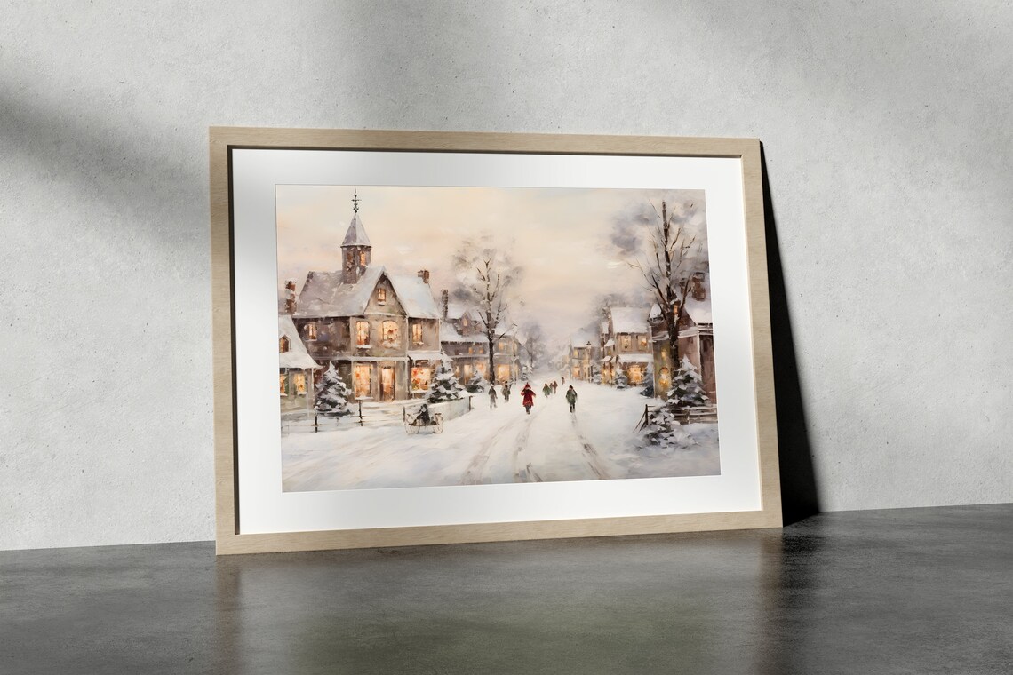 Christmas Village Winter Wall Art, Holiday Print - Image 3