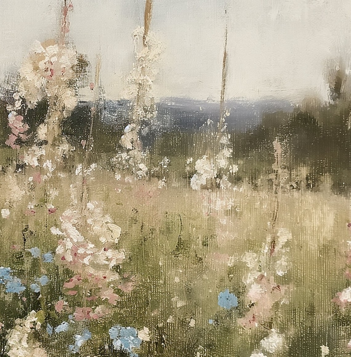 Moody Landscape Print Vintage Art Wildflower Painting Dark Pastoral Landscape Print Antique Scenery Home Decor Farmhouse Art - Image 6