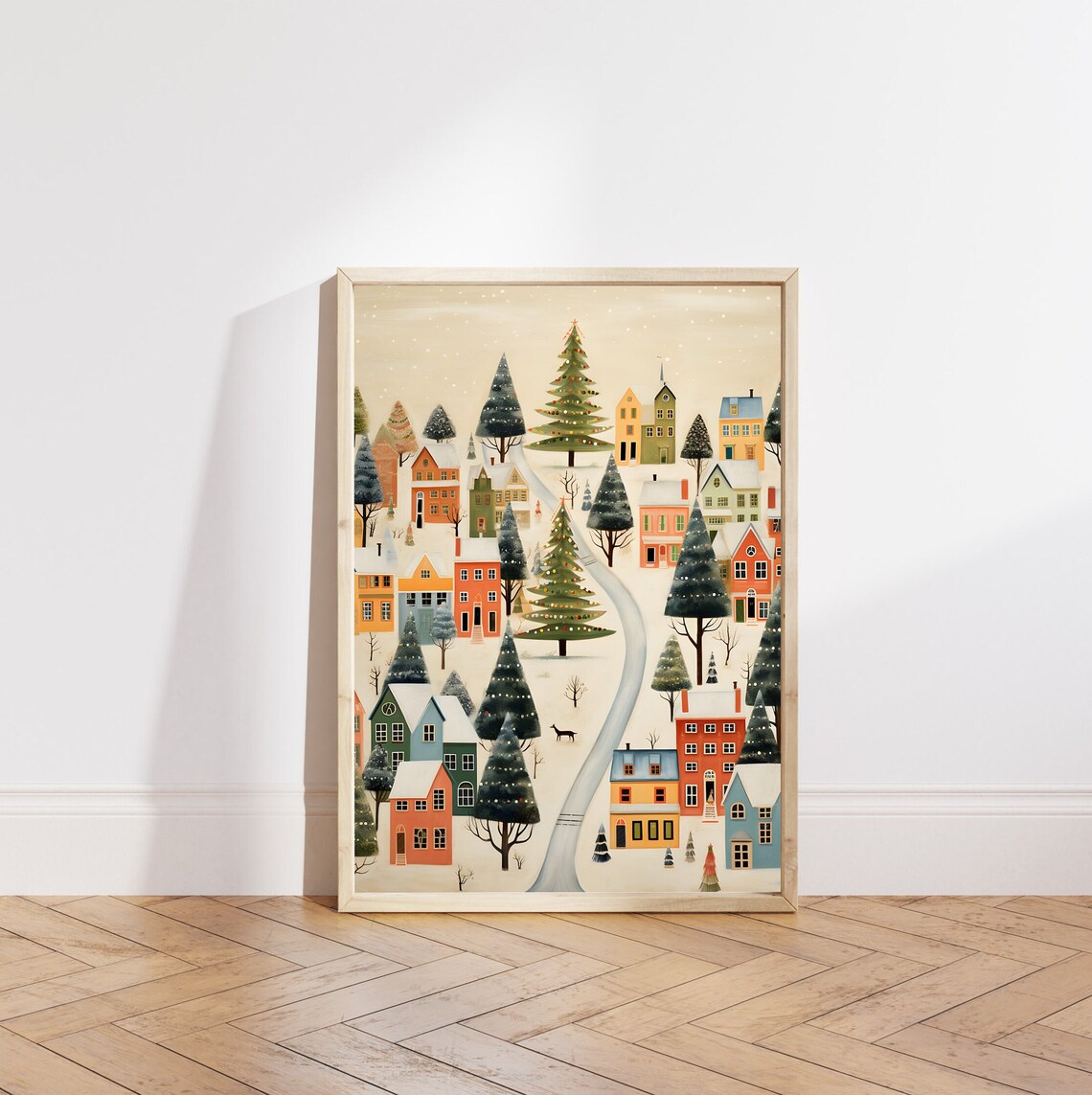 Xmas Winter Town Christmas Village Wall Art Print - Image 5