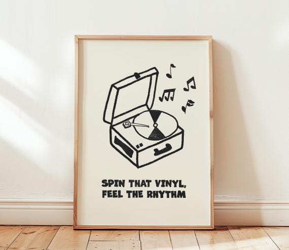 Retro Vinyl Poster Trendy Record Player Art Print Gift For Music Lover Groovy Apartment Decor Funky Wall