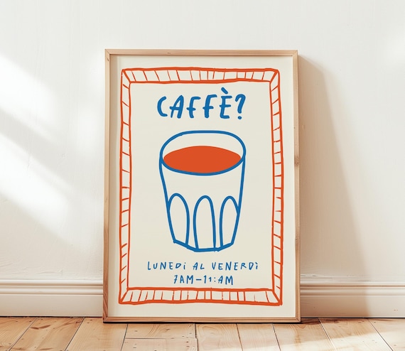 Retro Coffee Art Print, Modern Kitchen Decor