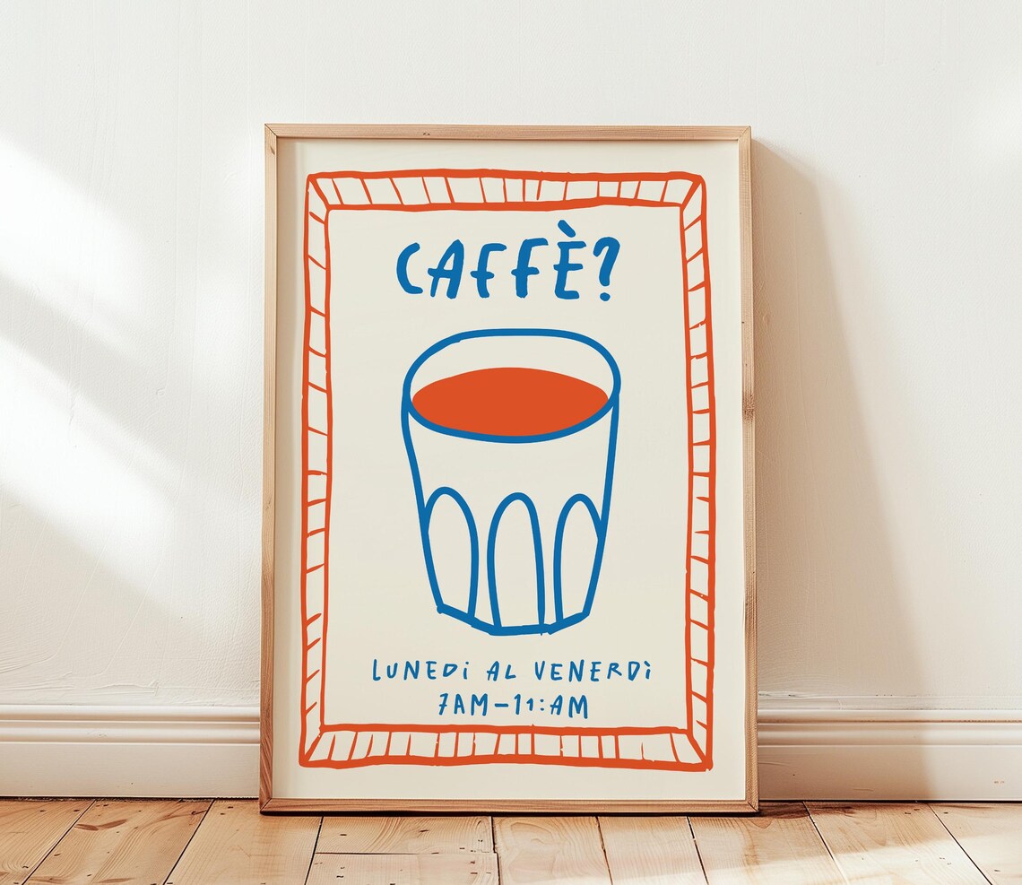 Retro Coffee Art Print, Modern Kitchen Decor