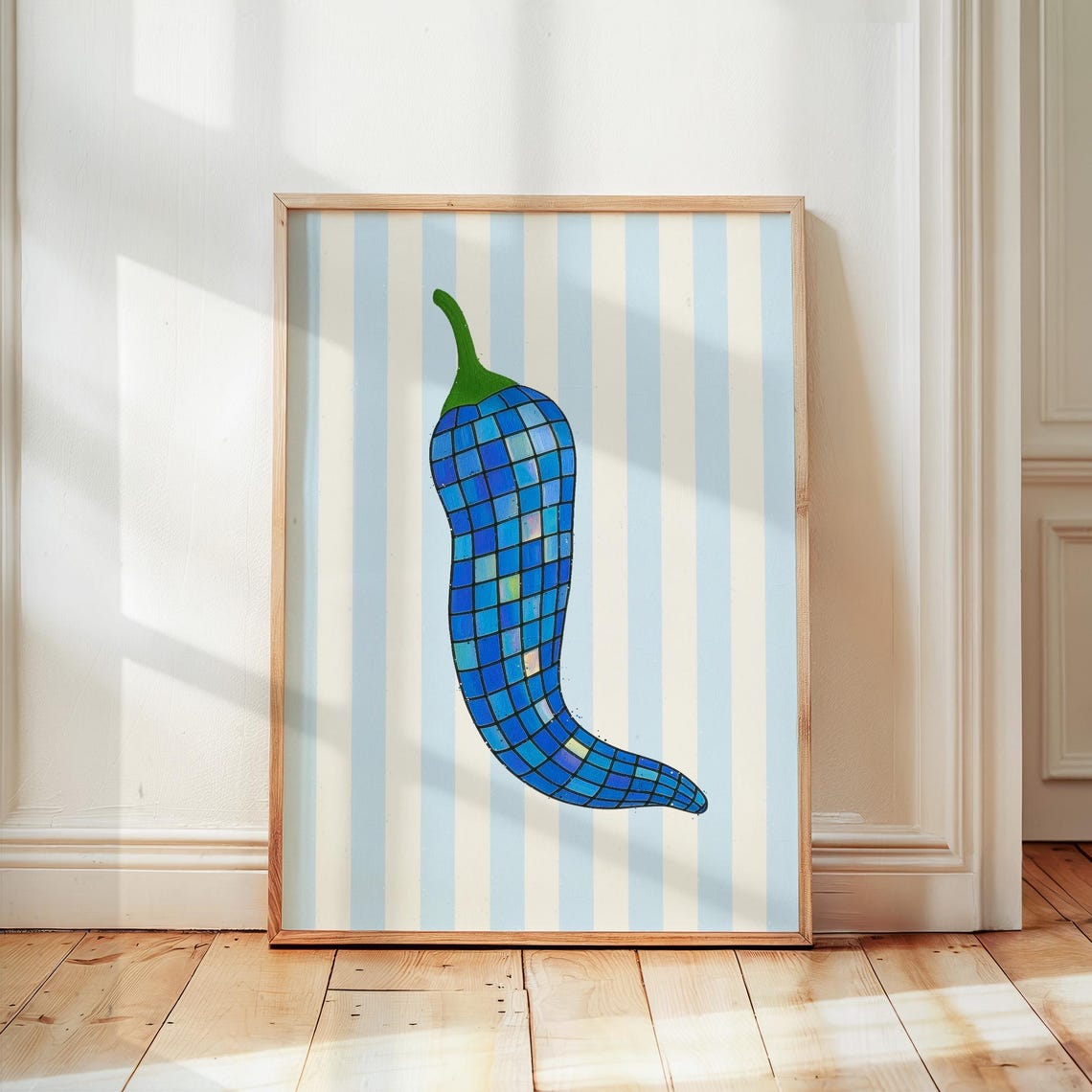 Disco Ball Mosaic Chili Pepper Funky Trendy Kitchen Poster Art