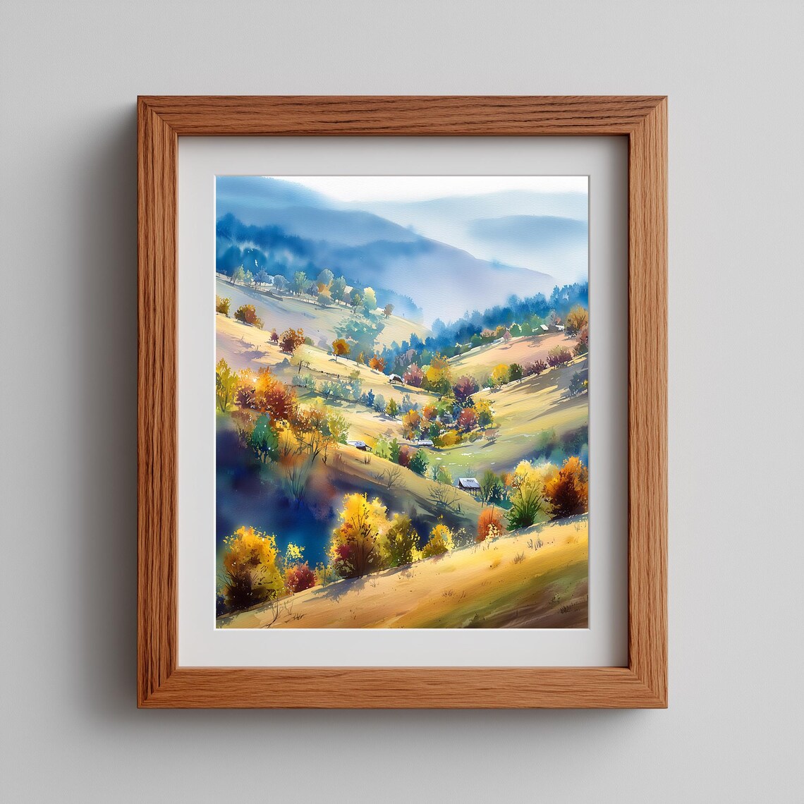 Autumn Rolling Hills Landscape Print Rustic Countryside Wall Art 30