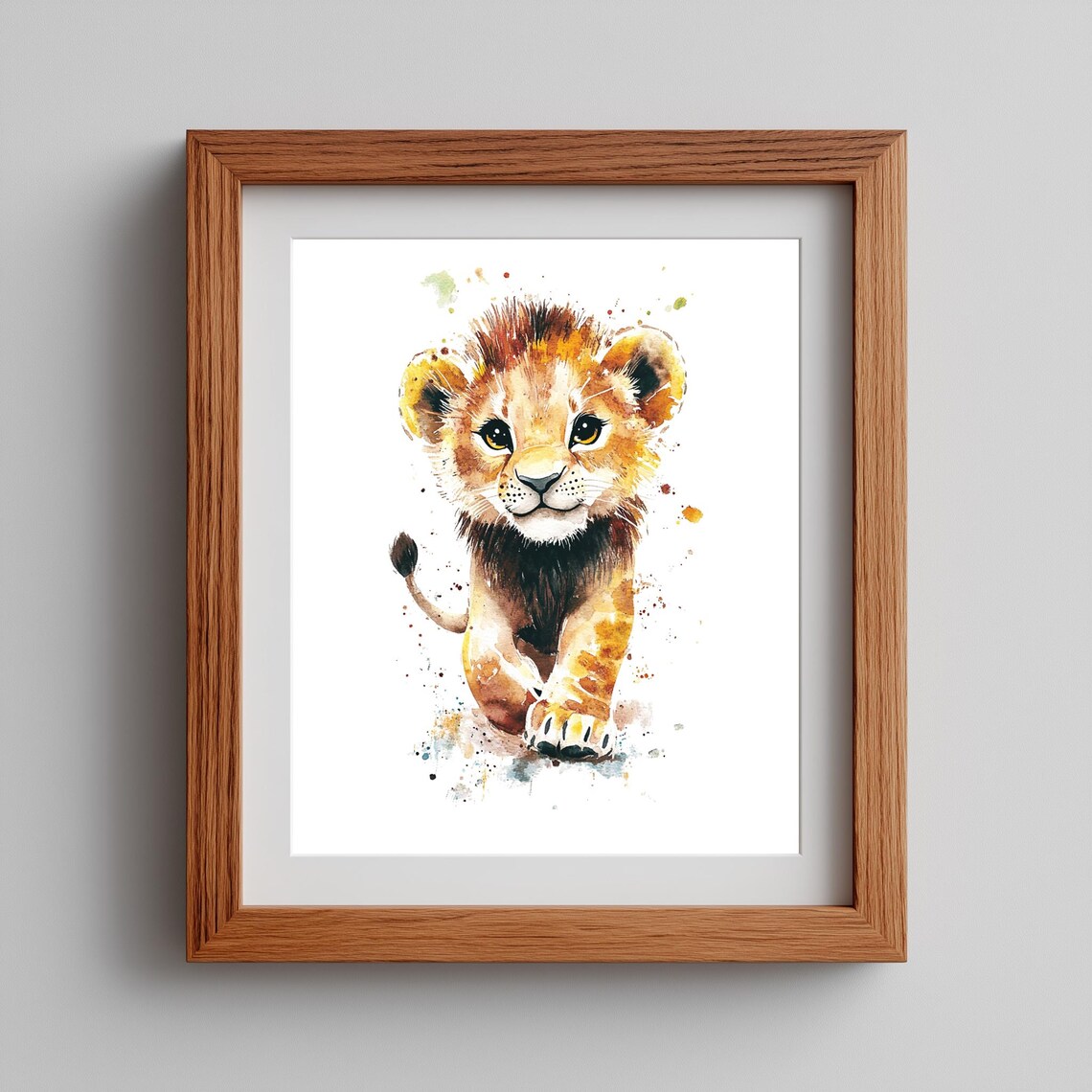 Cute Baby Lion Cub Watercolor Safari Nursery Animal Room Poster