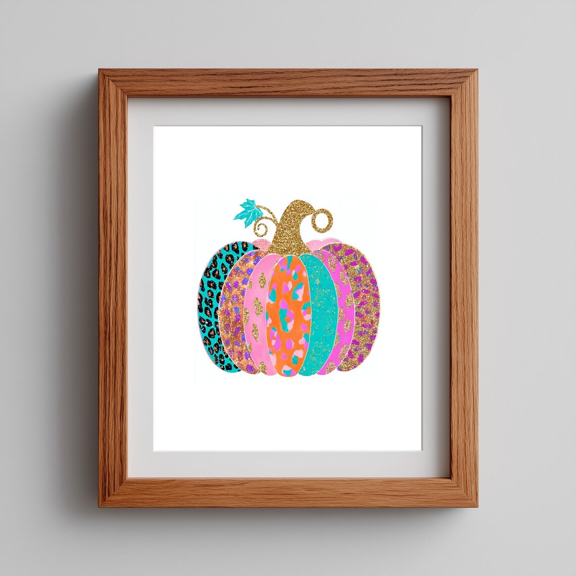 Leopard Print Pumpkin Art Funky Multicolor Fall Decor 41