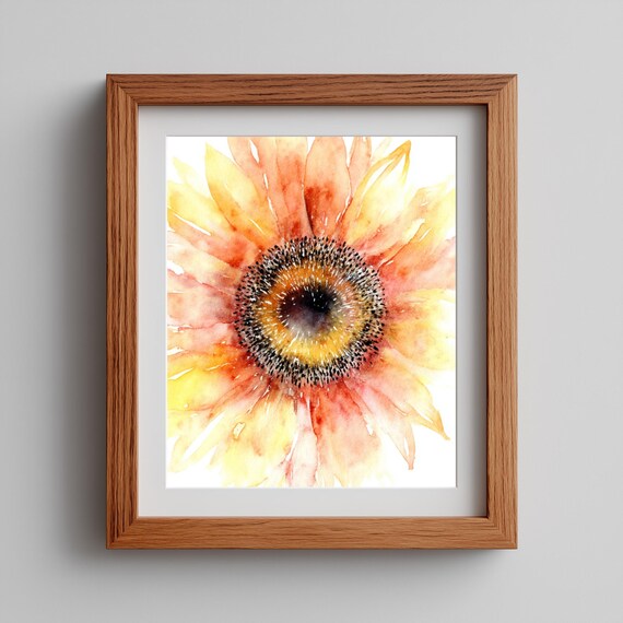 Sunflower Wall Art Rustic Autumn Floral Decor Bright Country Flower Painting Botanical Harvest Artwork 59