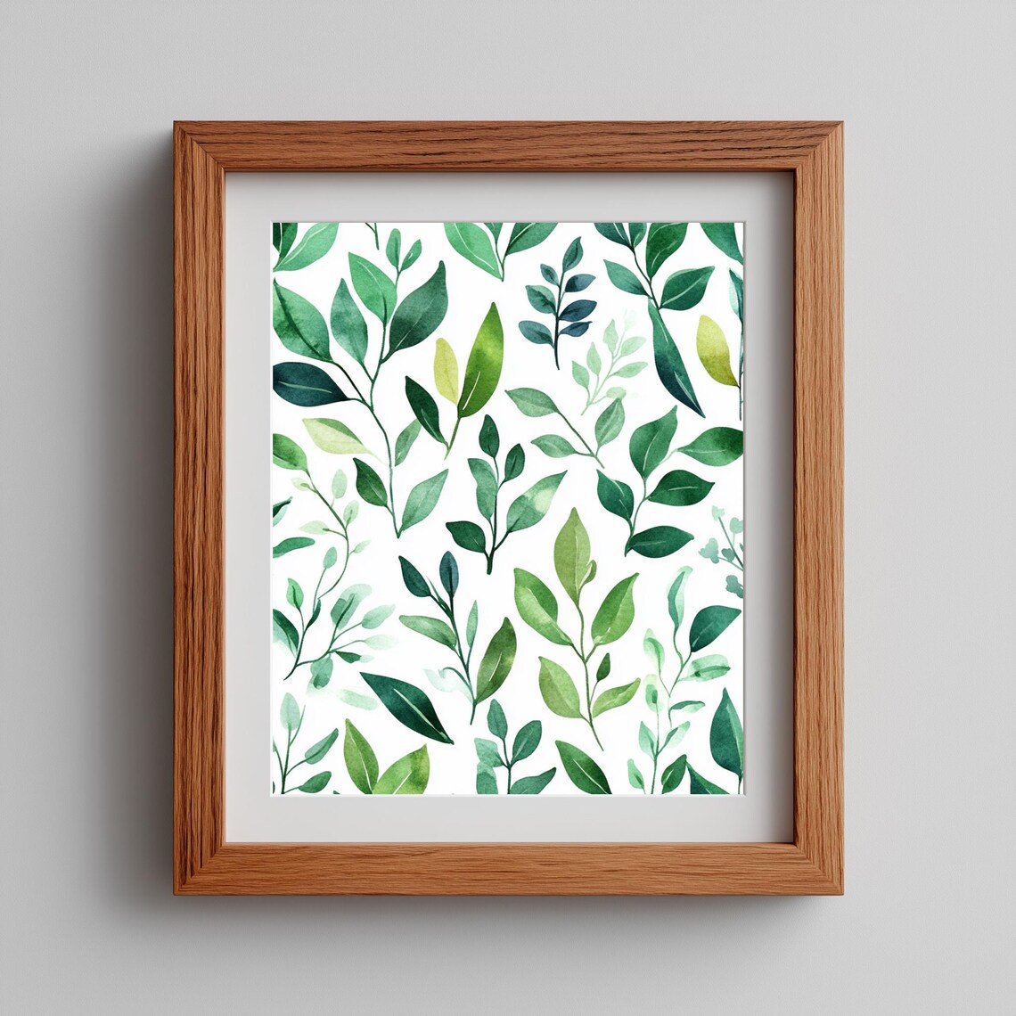 Green Leaf Pattern Wall Art Modern Botanical Painting Minimal Nature Decor Fresh Plant Inspired Artwork 206