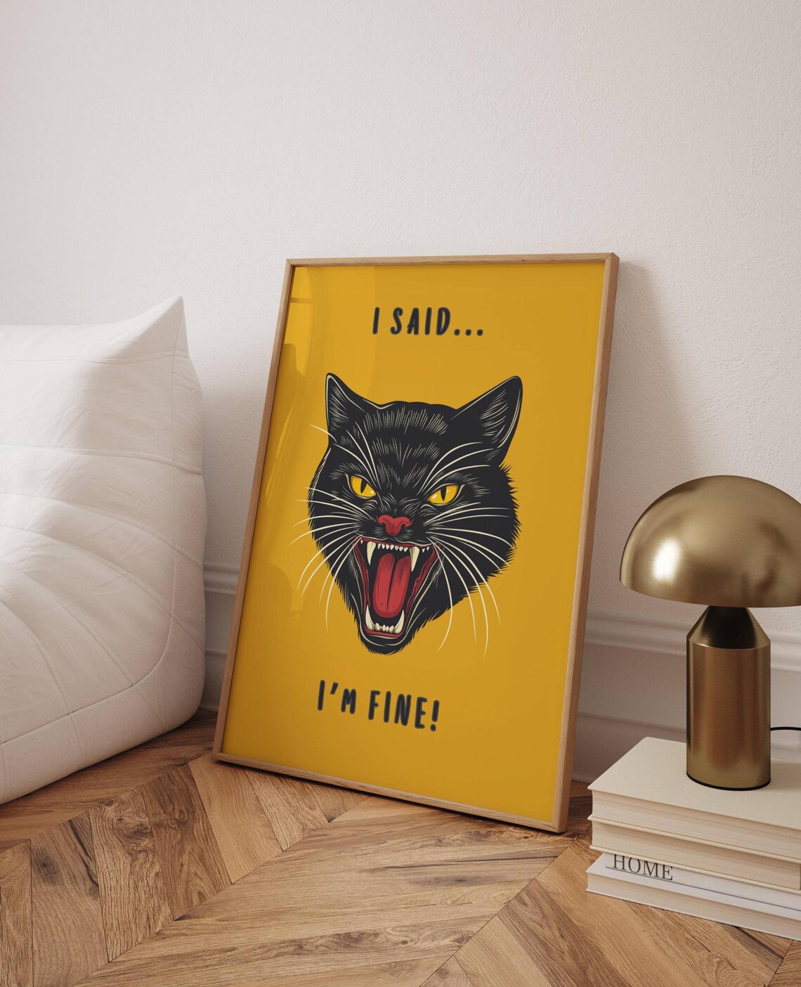 Black Cat Whimsical Funny Cat Illustration, Humorous Quote