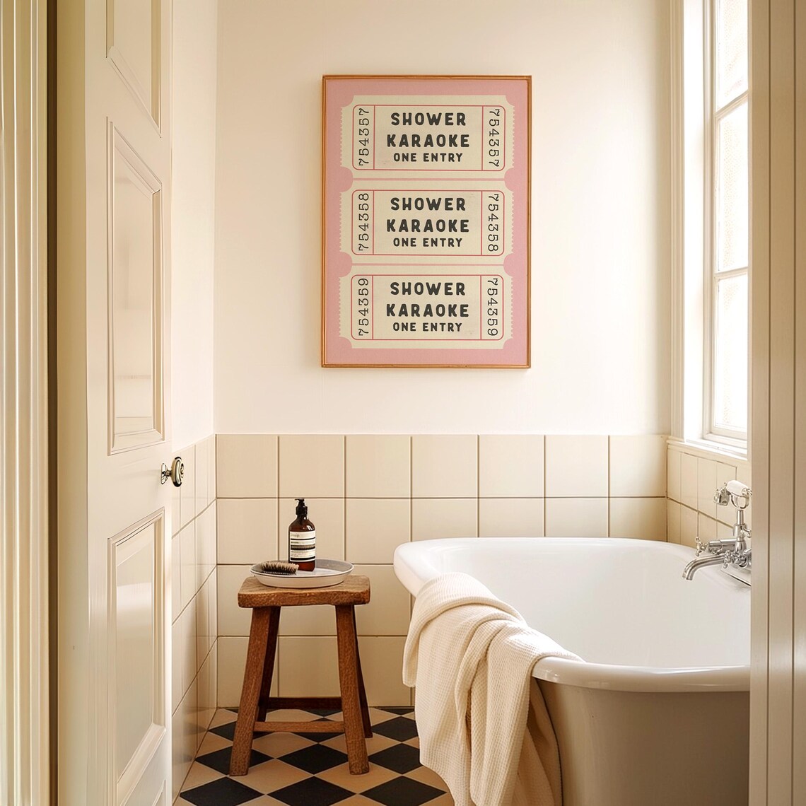 Shower Karaoke Ticket Print, Retro Bathroom Wall Art - Image 4