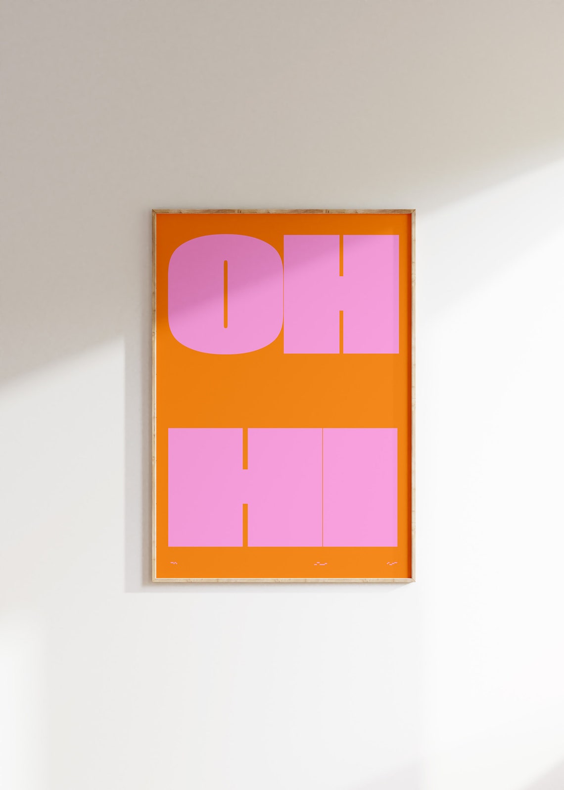 Oh Hi Giant Block Letters Pink On Orange Retro Typography Poster - Image 4