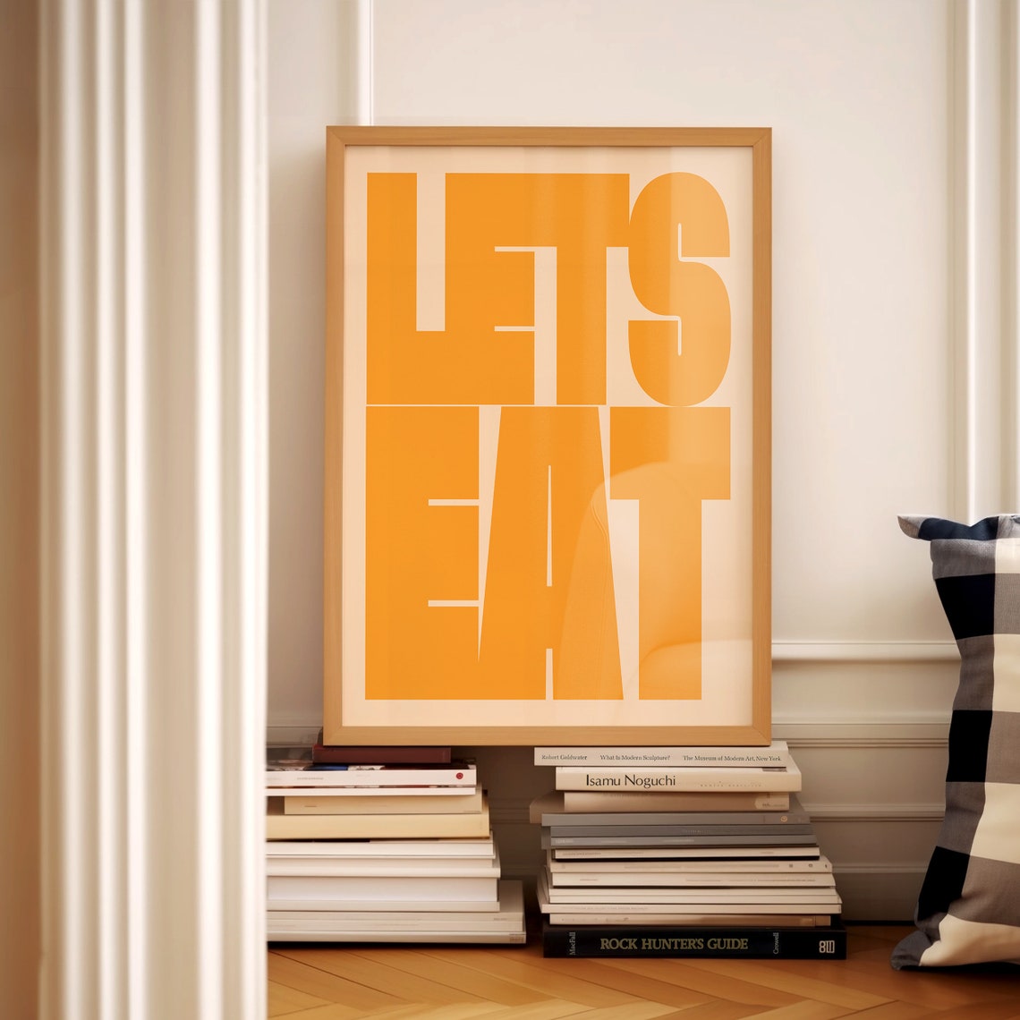 Lets Eat Bold Orange Typography Retro Kitchen Wall Decor Art Poster - Image 4