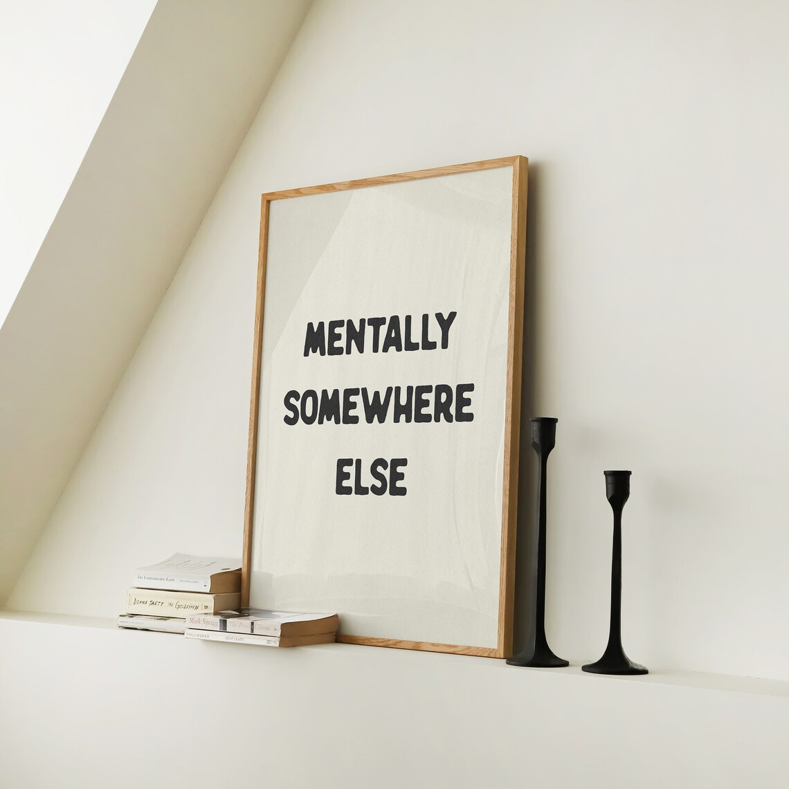 Mentally Somewhere Else Bold Black Cream Minimalist Quote Poster - Image 3