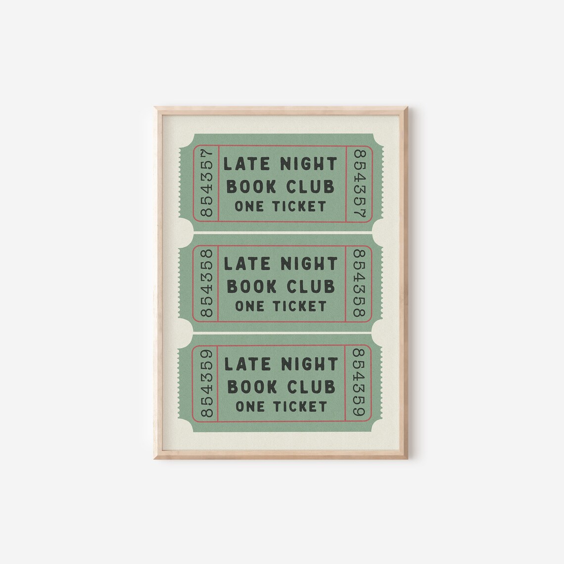 Late Night Book Club Ticket Print, Vintage Preppy - Image 4