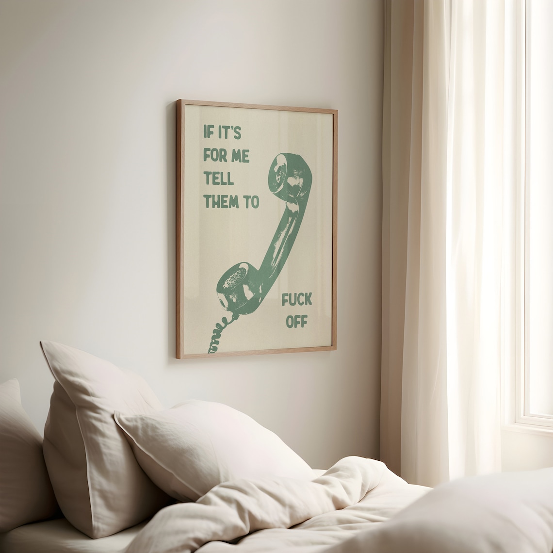 If It's For Me Tell Them To Fuck Off Vintage Phone Funny Quote Poster - Image 2