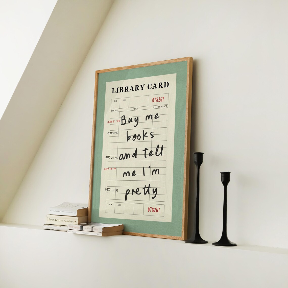 Buy Me Books and Tell Me I'm Pretty, Vintage Art Print - Image 3