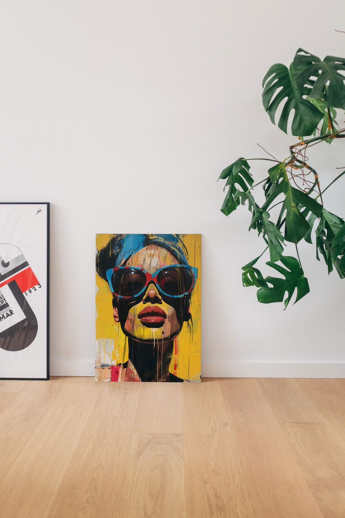 Bold Pop Art Woman With Big Sunglasses Poster On Yellow Paint - Image 7