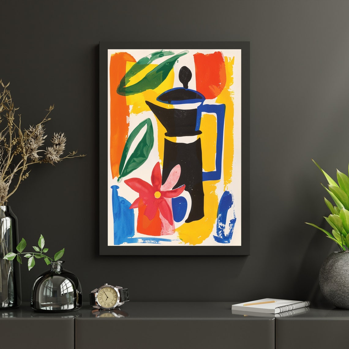 Abstract Matisse Style Still Life Poster With Teapot And Flower - Image 3