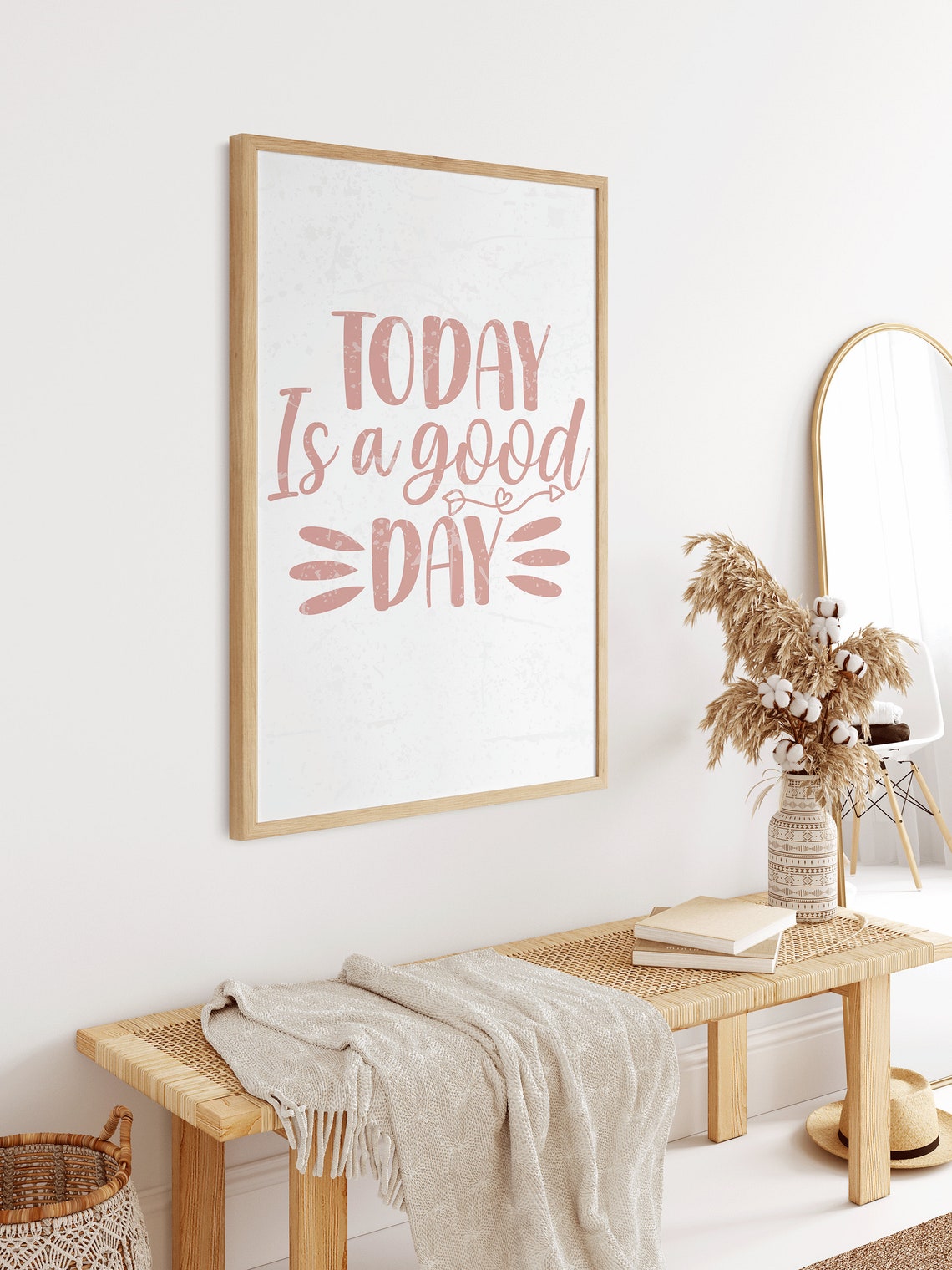 Today Is a Good Day Pink Script Uplifting Quote Typography Wall Poster - Image 4